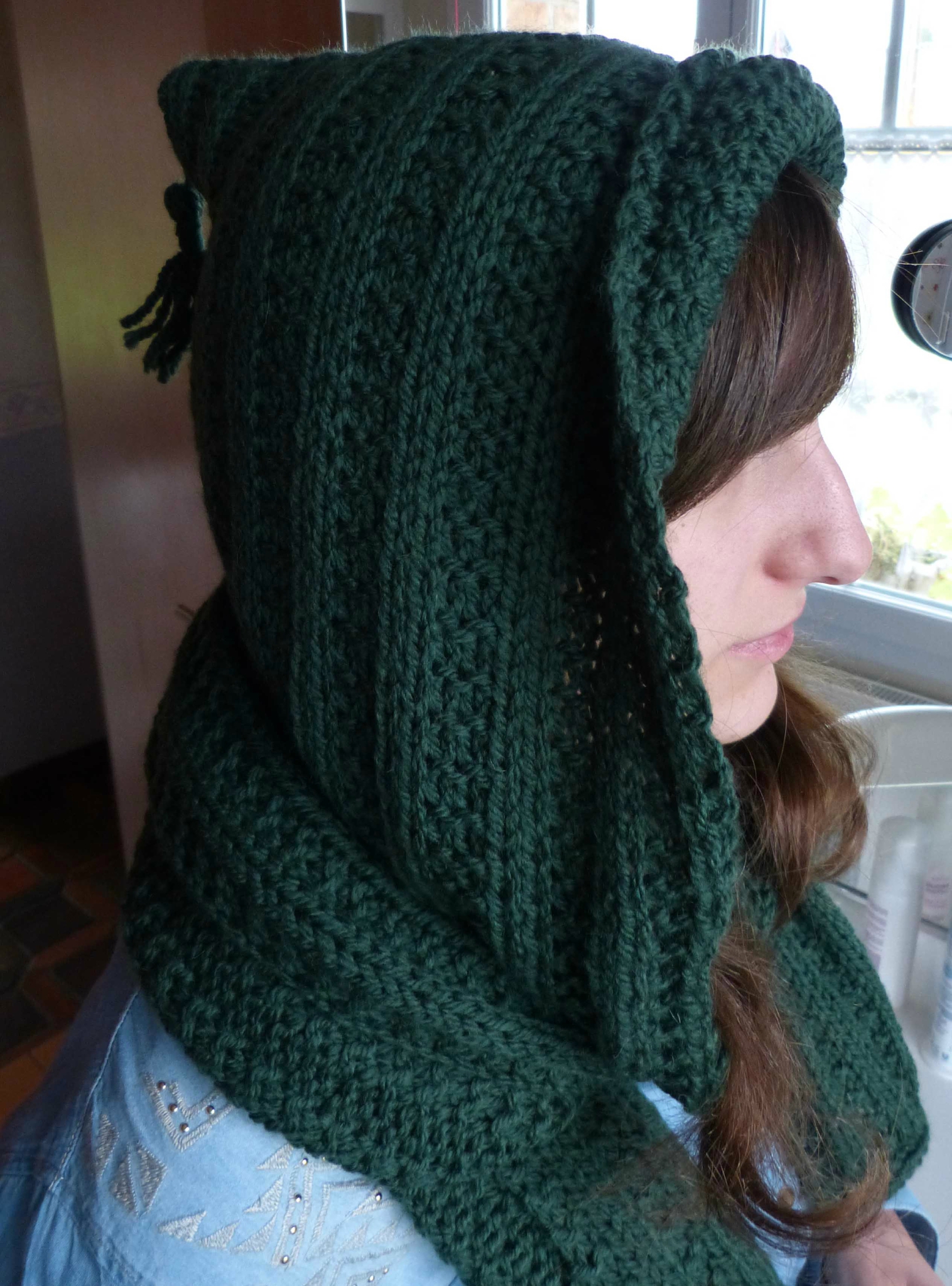 patron tricot echarpe capuche