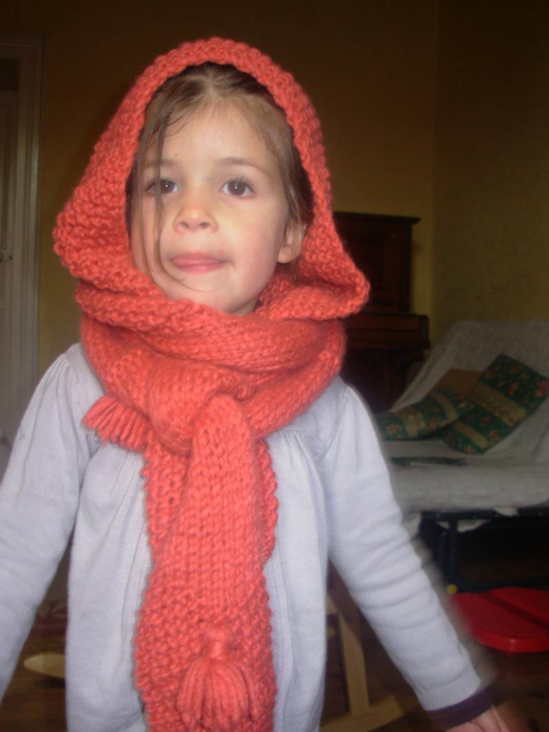 patron tricot echarpe capuche