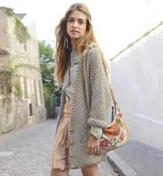 patron tricot gilet long femme