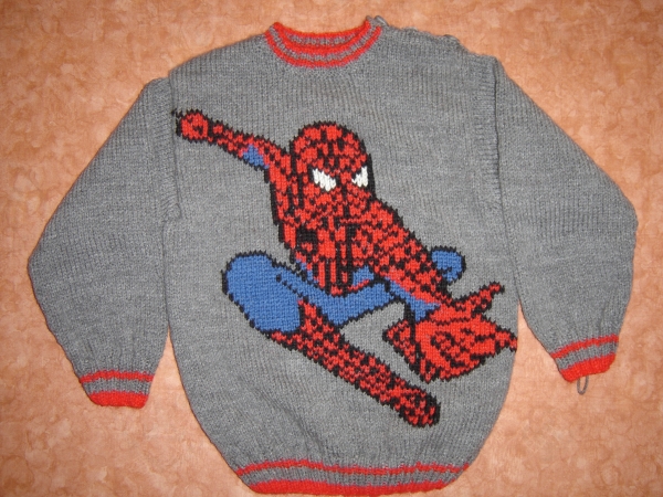 patron tricot pull spiderman