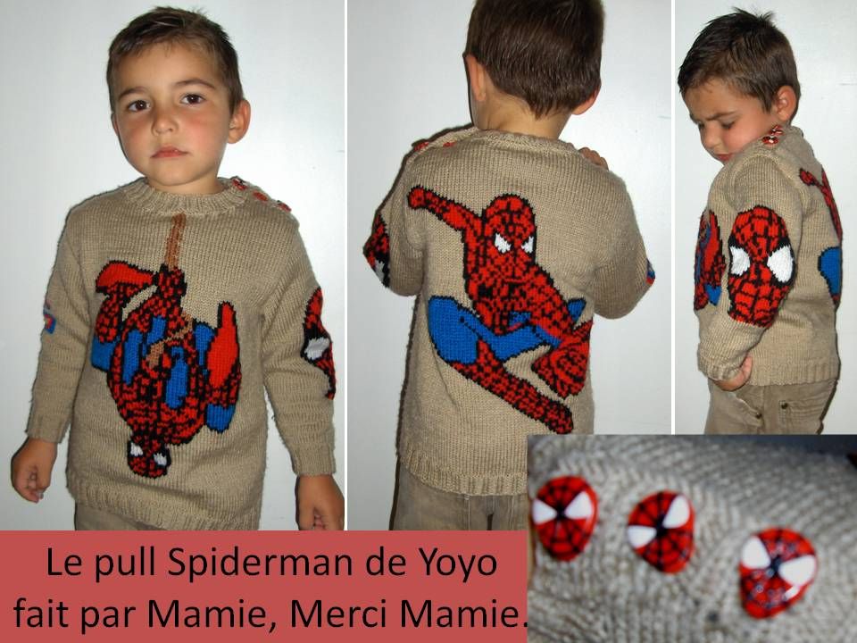 patron tricot pull spiderman
