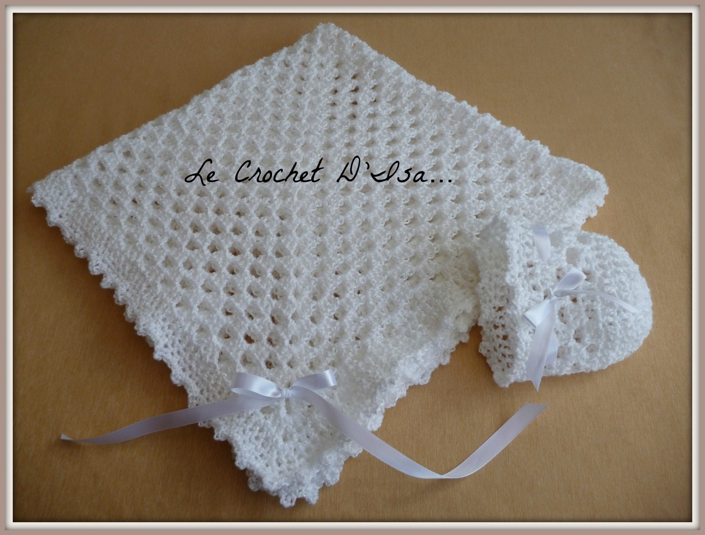 patron tricot couverture bapteme